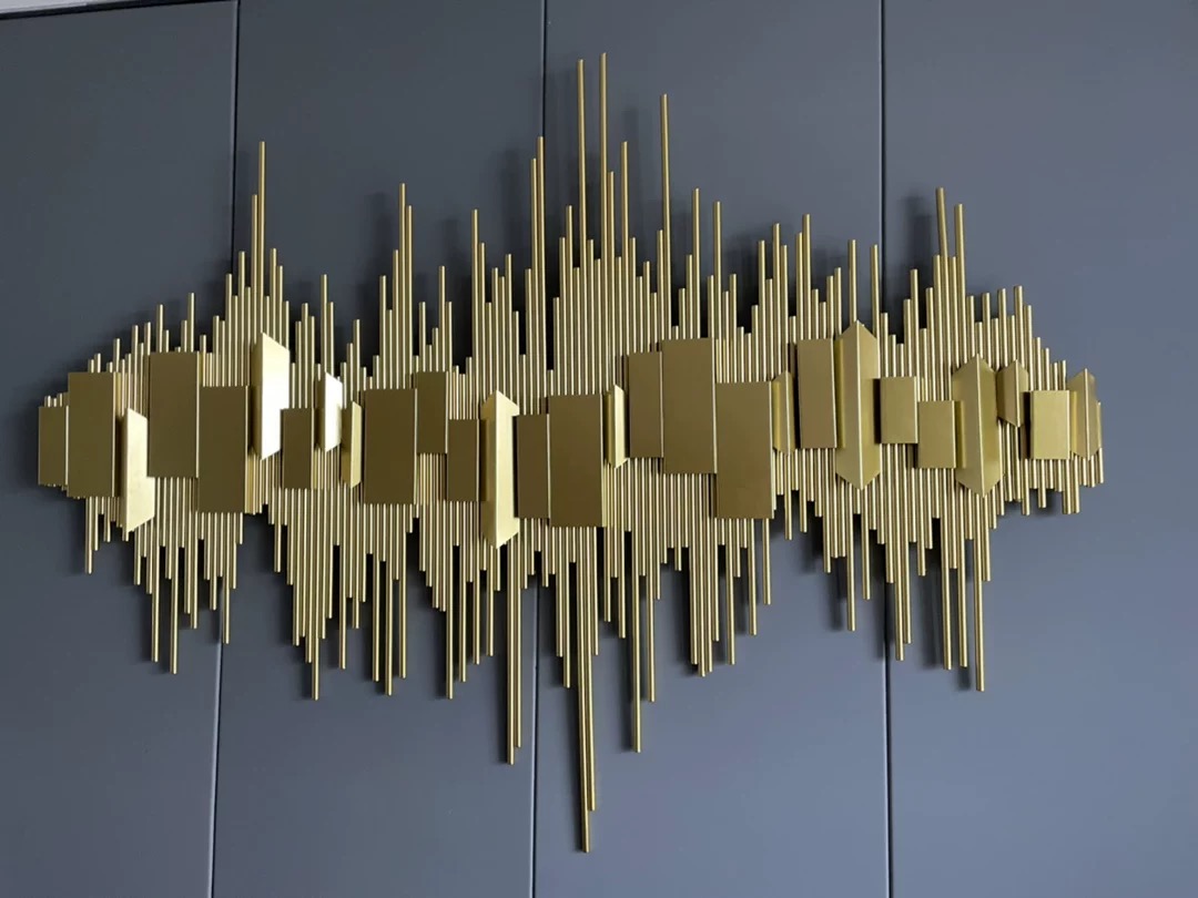 Golden Vertical Strip Metal Wall Sculpture