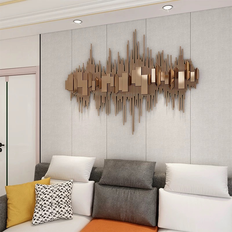 Golden Vertical Strip Metal Wall Sculpture