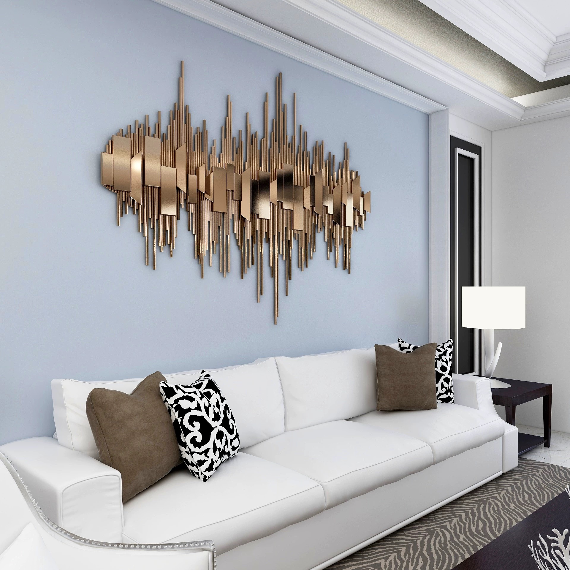 Golden Vertical Strip Metal Wall Sculpture