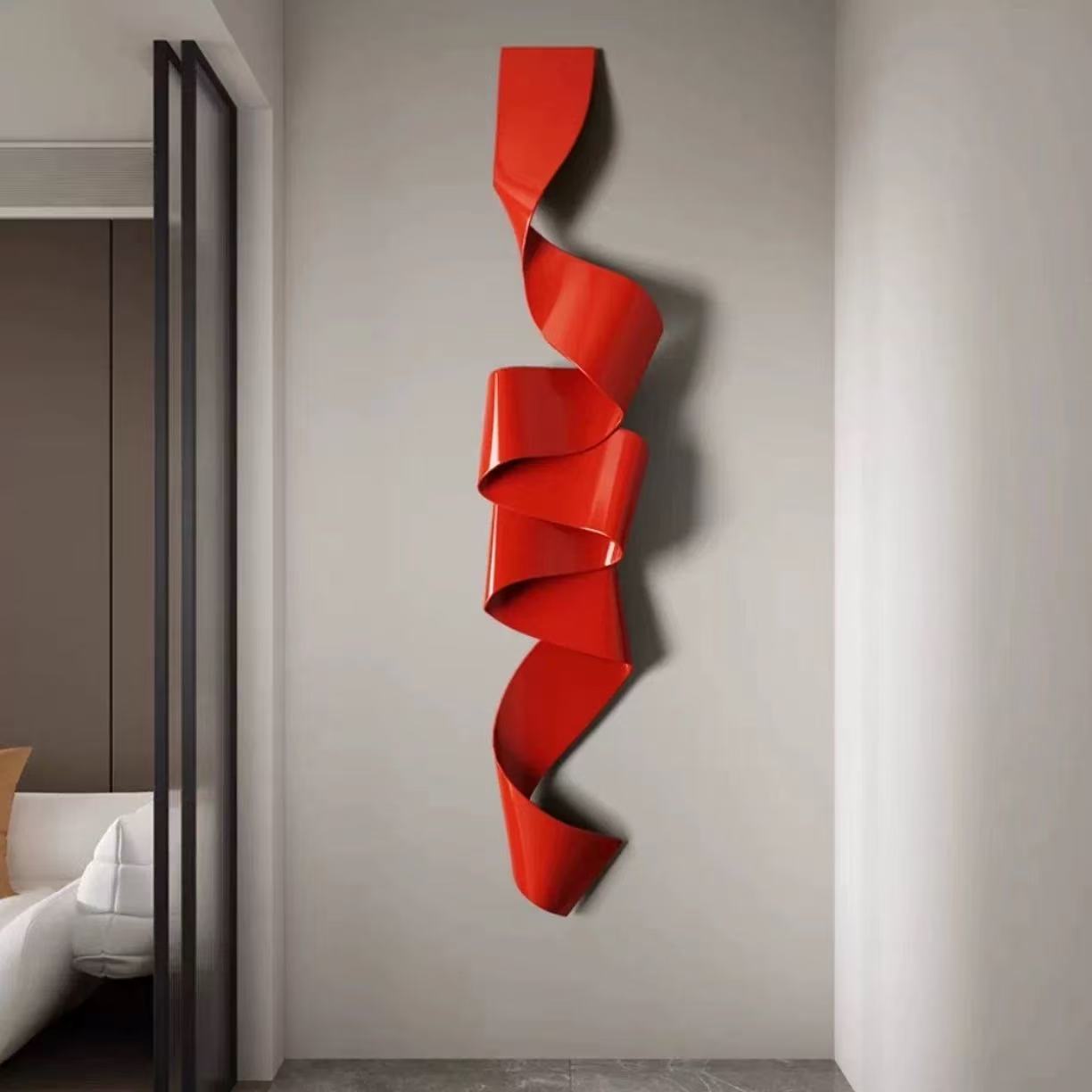 Twisted Ribbon Metal Wall Sculpture