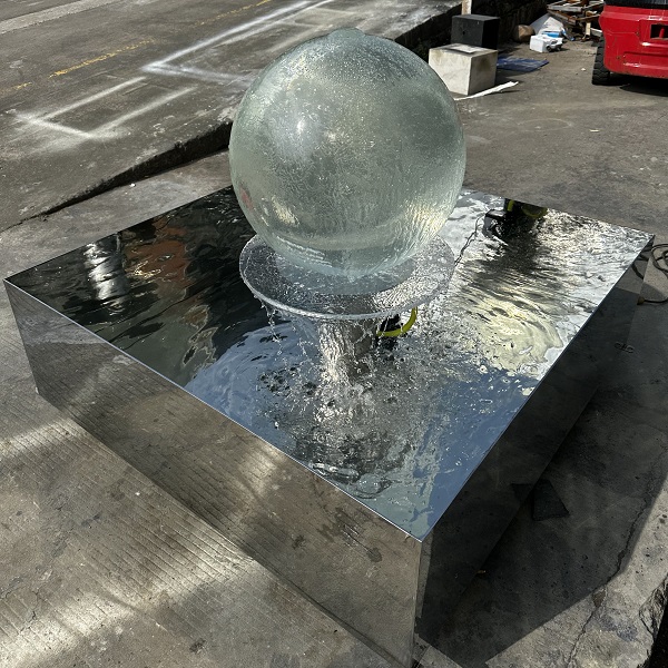 Acrylic Crystal Ball & 304 Stainless Steel Basin Fountain Set with LED light