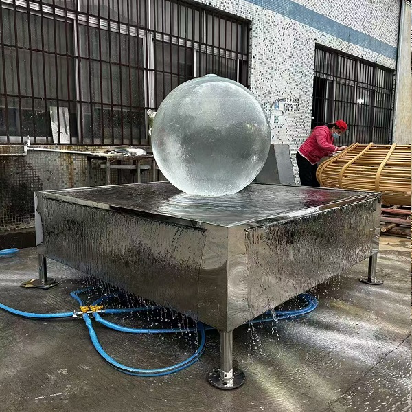 Acrylic Crystal Ball & 304 Stainless Steel Basin Fountain Set with LED light