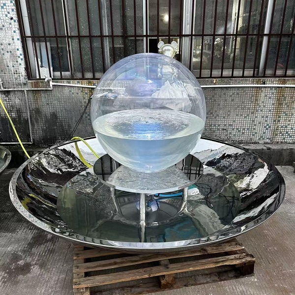 Acrylic Sphere 304 Stainless Steel Fountain Sculpture with LED Lighted