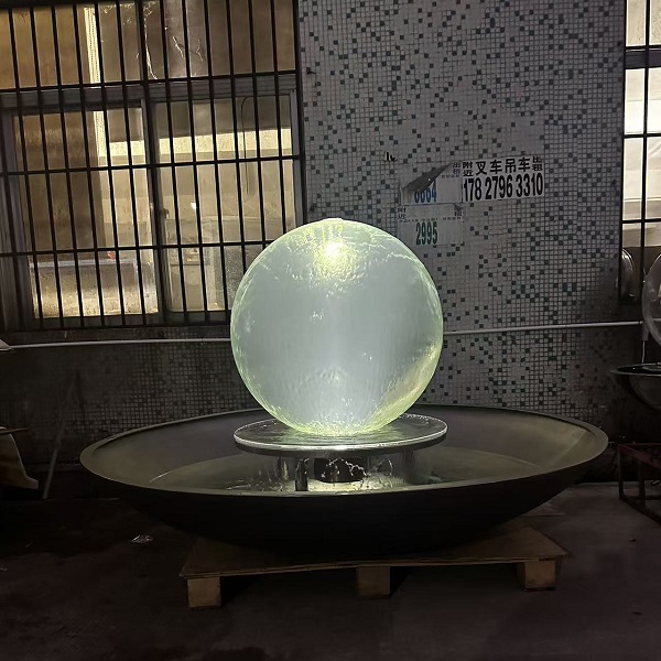 Acrylic Sphere 304 Stainless Steel Fountain Sculpture with LED Lighted
