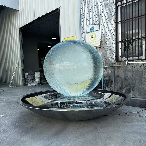 Acrylic Sphere 304 Stainless Steel Fountain Sculpture with LED Lighted