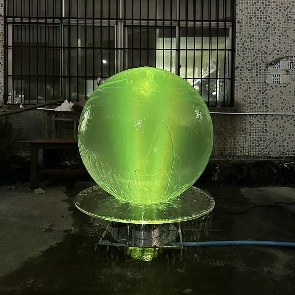 LED Illuminated Acrylic Sphere Stainless Steel Base Fountain