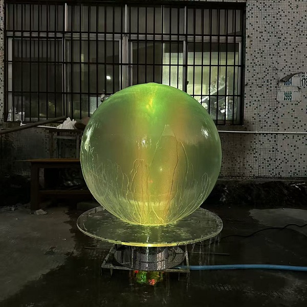 LED Illuminated Acrylic Sphere Stainless Steel Base Fountain