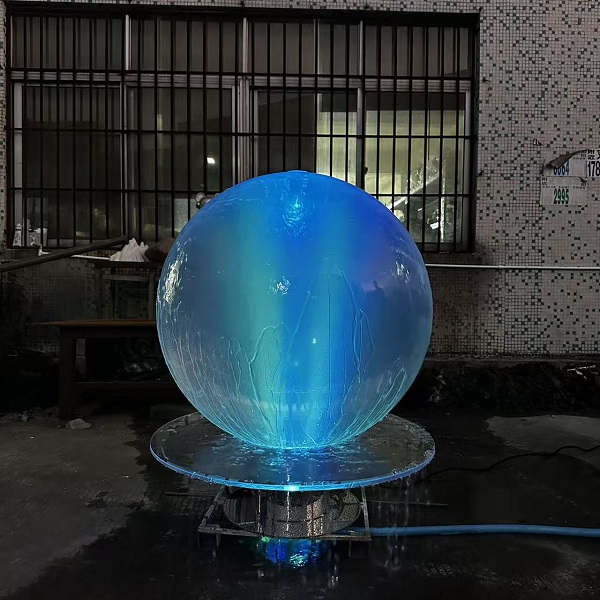 LED Illuminated Acrylic Sphere Stainless Steel Base Fountain